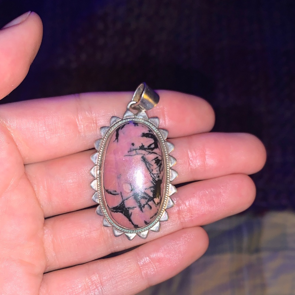 Pink and Black Pendant Necklace